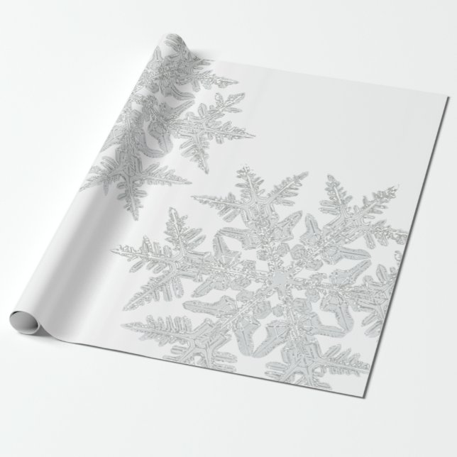 WILSON BENTLEY SNOWFLAKE AUF WEISS GESCHENKPAPIER (Ungerollt)