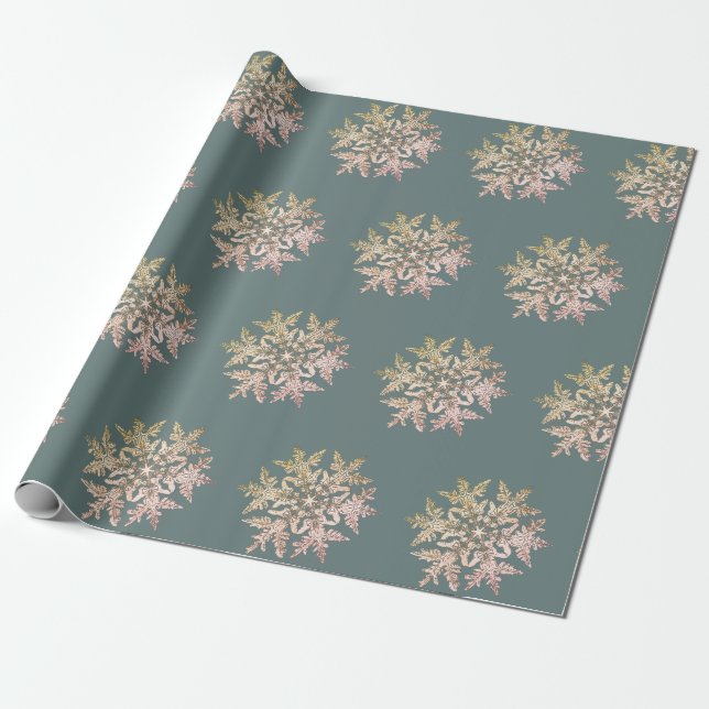 WILSON BENTLEY SNOWFLAKE ON BLUE GRAU GESCHENKPAPIER (Ungerollt)