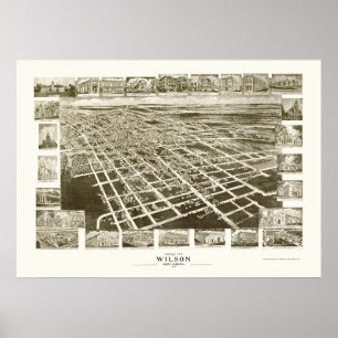 Wilson, panoramische Karte NC - 1908 Poster