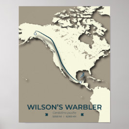 Wilsons Warbler-Migrationskarte - Minimalistisch Poster