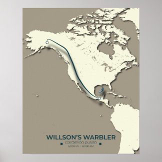 Wilsons Warbler-Migrationskarte - Minimalistisch Poster