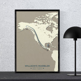 Wilsons Warbler-Migrationskarte - Minimalistisch Poster