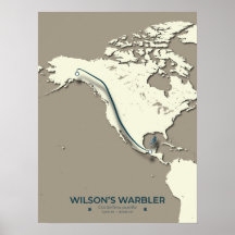 Wilsons Warbler-Migrationskarte - Minimalistisch