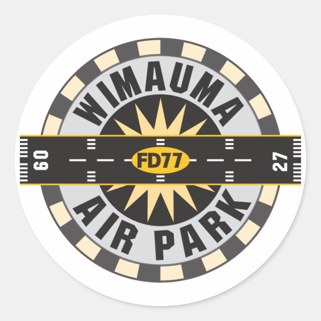 Wimauma Air Park, FL FD77 Flughafen Runder Aufkleber (Vorderseite)