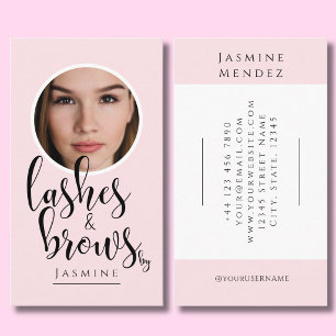 Wimpern & Augenbrauen Blush Pink Kalligrafie Foto  Visitenkarte
