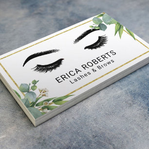 Wimpern & Augenbrauen Makeup-Artist Modern Foliage Visitenkarte