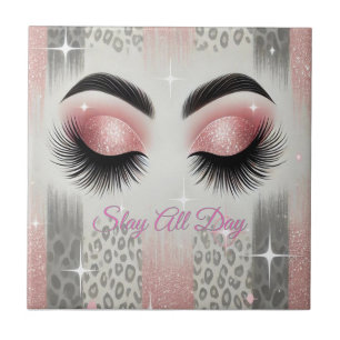 Wimpern aus rosa Glitter Fliese