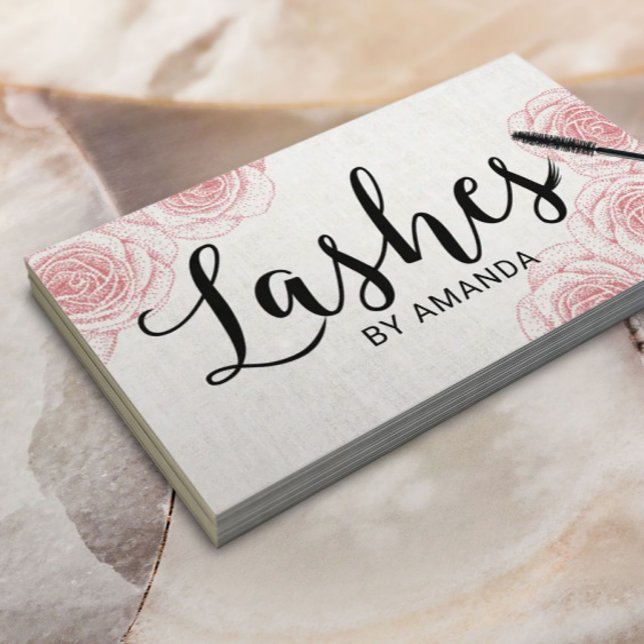 Wimpern Black Script Stiple Floral Wimpernverlänge Visitenkarte (Von Creator hochgeladen)