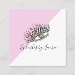 Wimpern Handgezeichnetes Auge Pink Salon Quadratische Visitenkarte