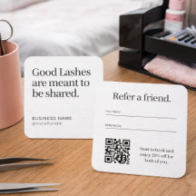 Wimpern-Künstler-Empfehlungskarte mit QR-Code