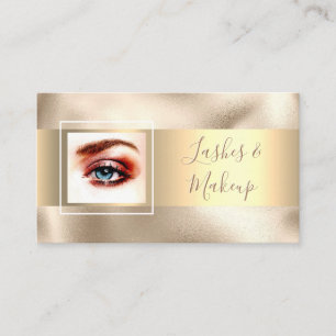 Wimpern- & Make-up-Artist, DIY Name/Foto, Gold/Gol Visitenkarte