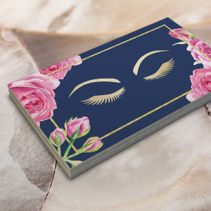 Wimpern Make-up-Artist Vintage-Blumenmuster Navybl Visitenkarte
