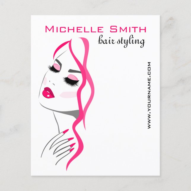 Wimpern Maniküre Haar Rosa Mädchen Schönheitsbrand Flyer (Vorne)