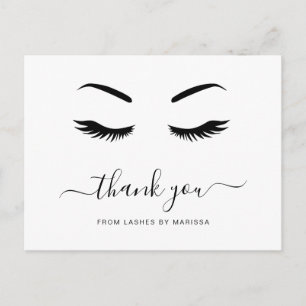 Wimpern Minimalist Schwarz Weiß Elegant Danke Postkarte