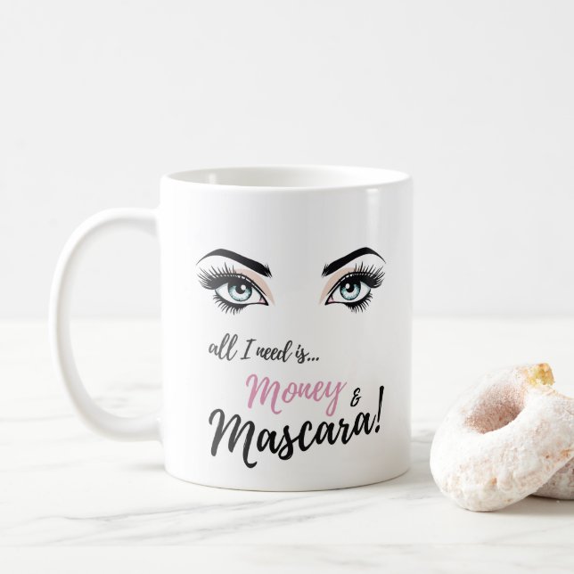 Wimpern, Schminkkunst, Mascara, Geschenk für Mädch Kaffeetasse (Mit Donut)