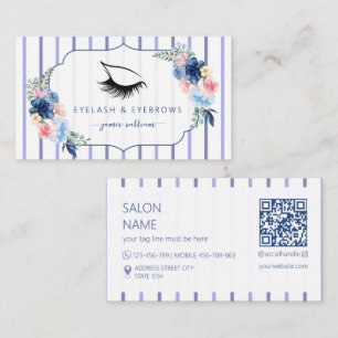 Wimpern-Schönheitssalon blaue Blumen  Visitenkarte