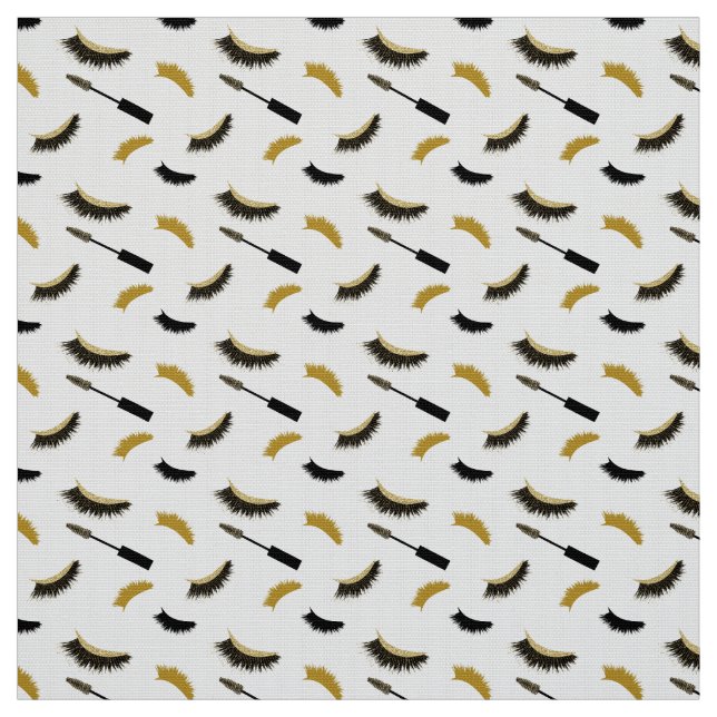 Wimpern und Mascara mit goldenem Glitzer Stoff (Muster)