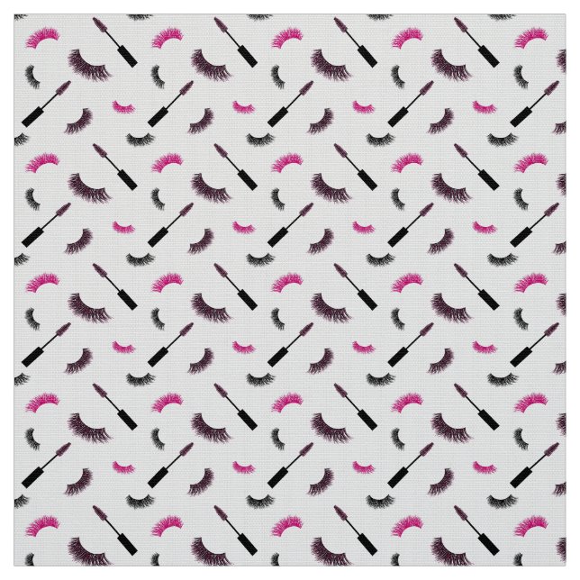 Wimpern und Mascara mit rosa Glitzer Stoff (Muster)