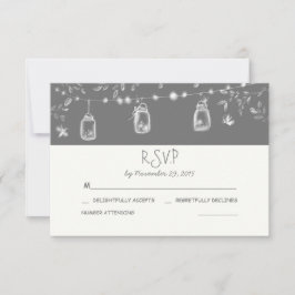 Wimpernklee Gläser rustikale Hochzeit RSVP Karte