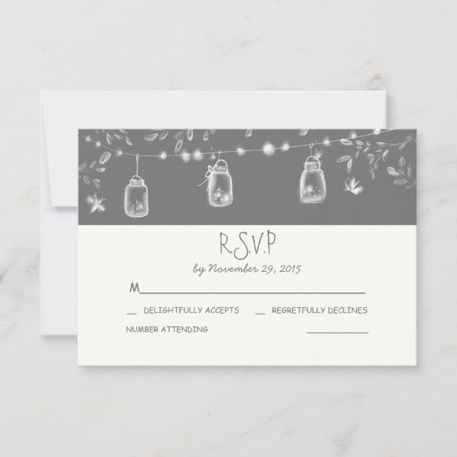 Wimpernklee Gläser rustikale Hochzeit RSVP Karte (Vorderseite)