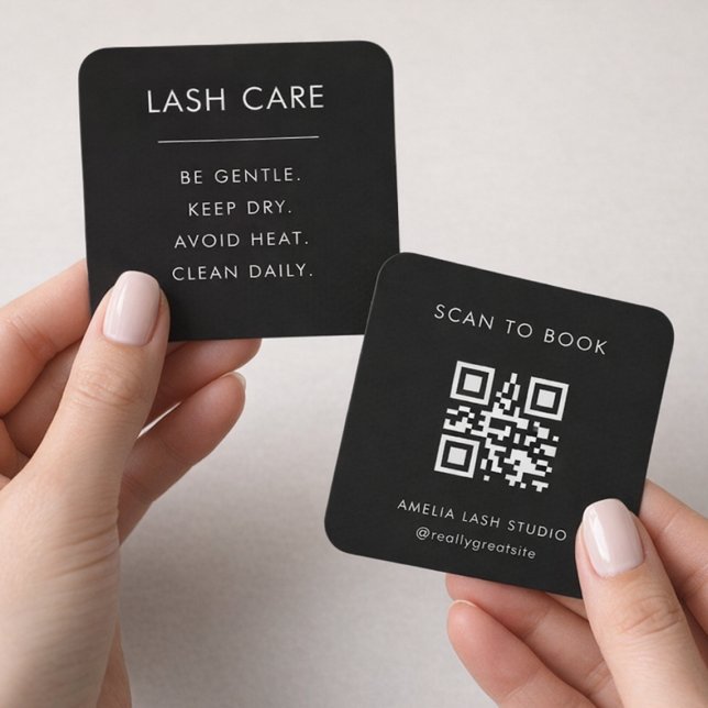 Wimpernpflege-Anleitung QR-Code Quadratkarte (Von Creator hochgeladen)