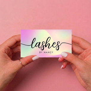 Wimpernstylist Elegante Skript-Typografie Holograf Visitenkarte