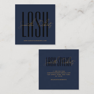 Wimpernstylist moderne Typografieschrift blaues Qu Quadratische Visitenkarte