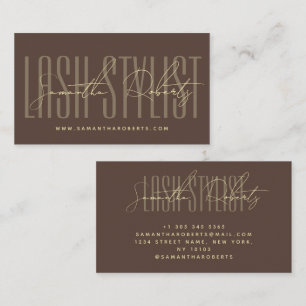 Wimpernstylist moderne Typografieschrift braun Visitenkarte