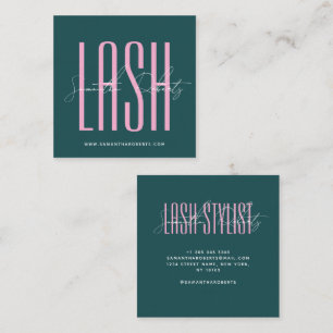 Wimpernstylist moderne Typografieschrift grünes Qu Quadratische Visitenkarte