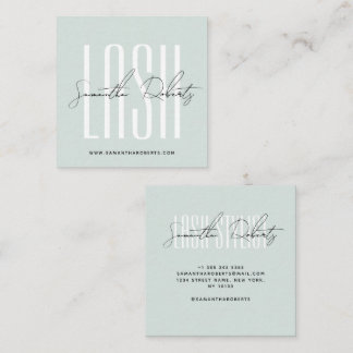 Wimpernstylist moderne Typografieschrift hellblau Quadratische Visitenkarte