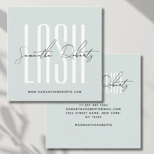 Wimpernstylist moderne Typografieschrift hellblau Quadratische Visitenkarte