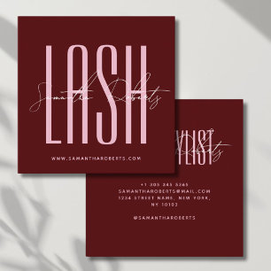 Wimpernstylist moderne Typografieschrift rot Quadratische Visitenkarte