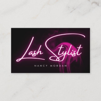 Wimpernstylist-Typografie Pink Neon Visitenkarte