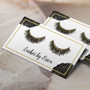 Wimpernstylistin Makeup-Artistin Schwarze Blumen Treuekarte