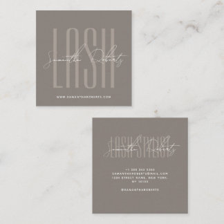 Wimpernstylistin moderne Typografieschrift taupe Q Quadratische Visitenkarte