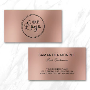 Wimperntechniker-Geschäft Logo Rose Gold Ombre Uns Visitenkarte