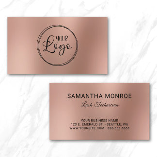 Wimperntechniker-Geschäft Logo Rose Gold Ombre Uns Visitenkarte