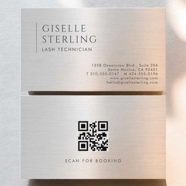 Wimperntechniker QR-Code gebürstetes Metall Visitenkarte (Von Creator hochgeladen)