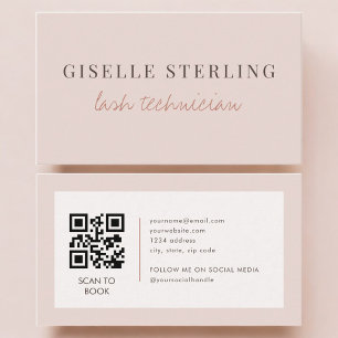 Wimperntechnikerin QR-Code Blush Rosa Visitenkarte