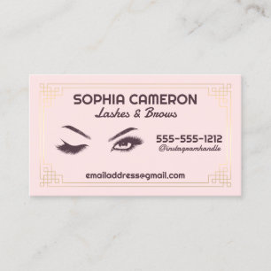 Wimpernverlängerung Augenbrauen Künstler Pink und  Visitenkarte