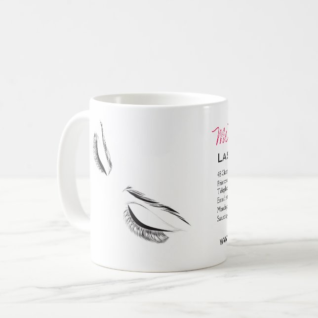 Wimpernverlängerung mit langen Wimpern Kaffeetasse (Vorderseite Links)