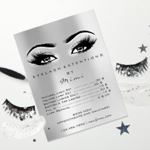 Wimpernverlängerung Preisliste Grau Poster
