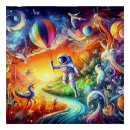 Wimsikische Astronautenwelt Poster