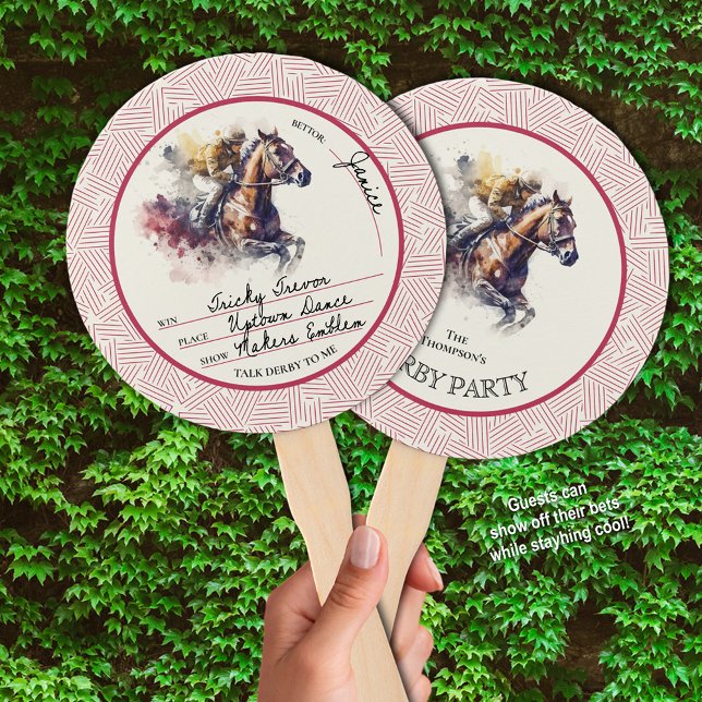 Win Place Show Racehorse Derby Red Fächer (Guests can write their derby bets on one side of these hand fans and stay cool at your party.)