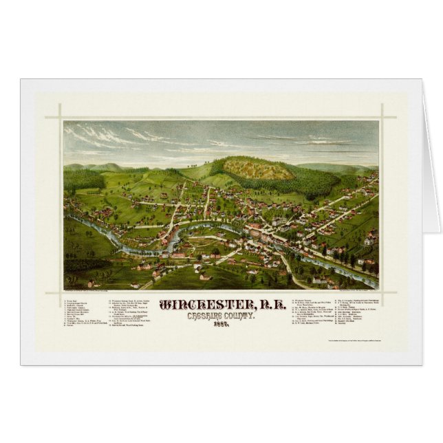 Winchester, panoramische Karte NH - 1887 (Vorderseite (Horizontal))
