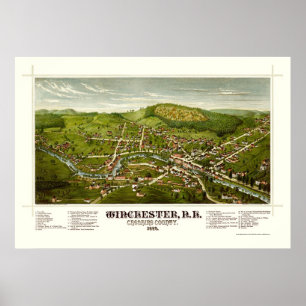 Winchester, panoramische Karte NH - 1887 Poster