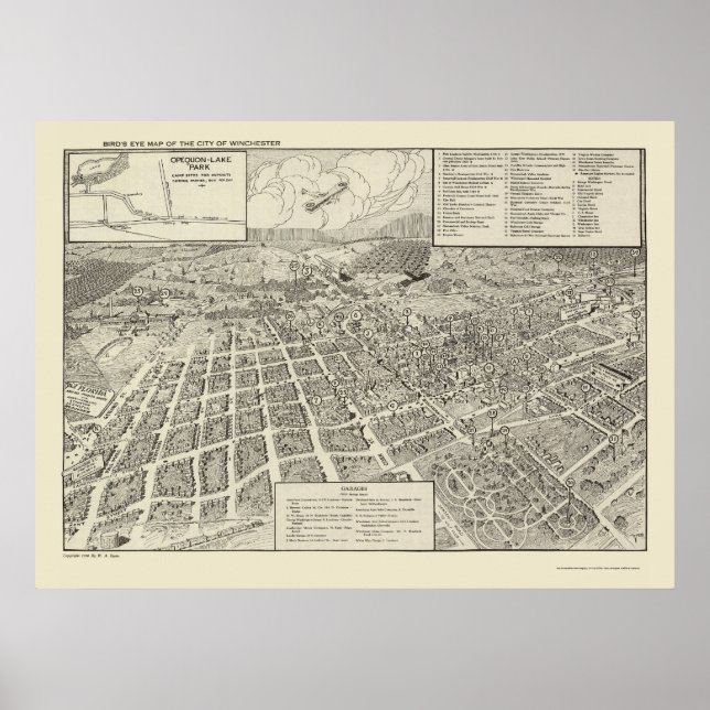 Winchester, VA Panoramic Map - 1926 Poster (Vorne)