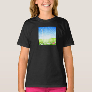 Wind-Bauernhof-Mädchen-T - Shirt