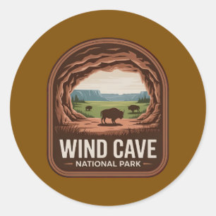 Wind Cave National Park Bison Abzeichen Runder Aufkleber