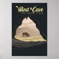Wind Cave National Park Illustration Reise Kunst